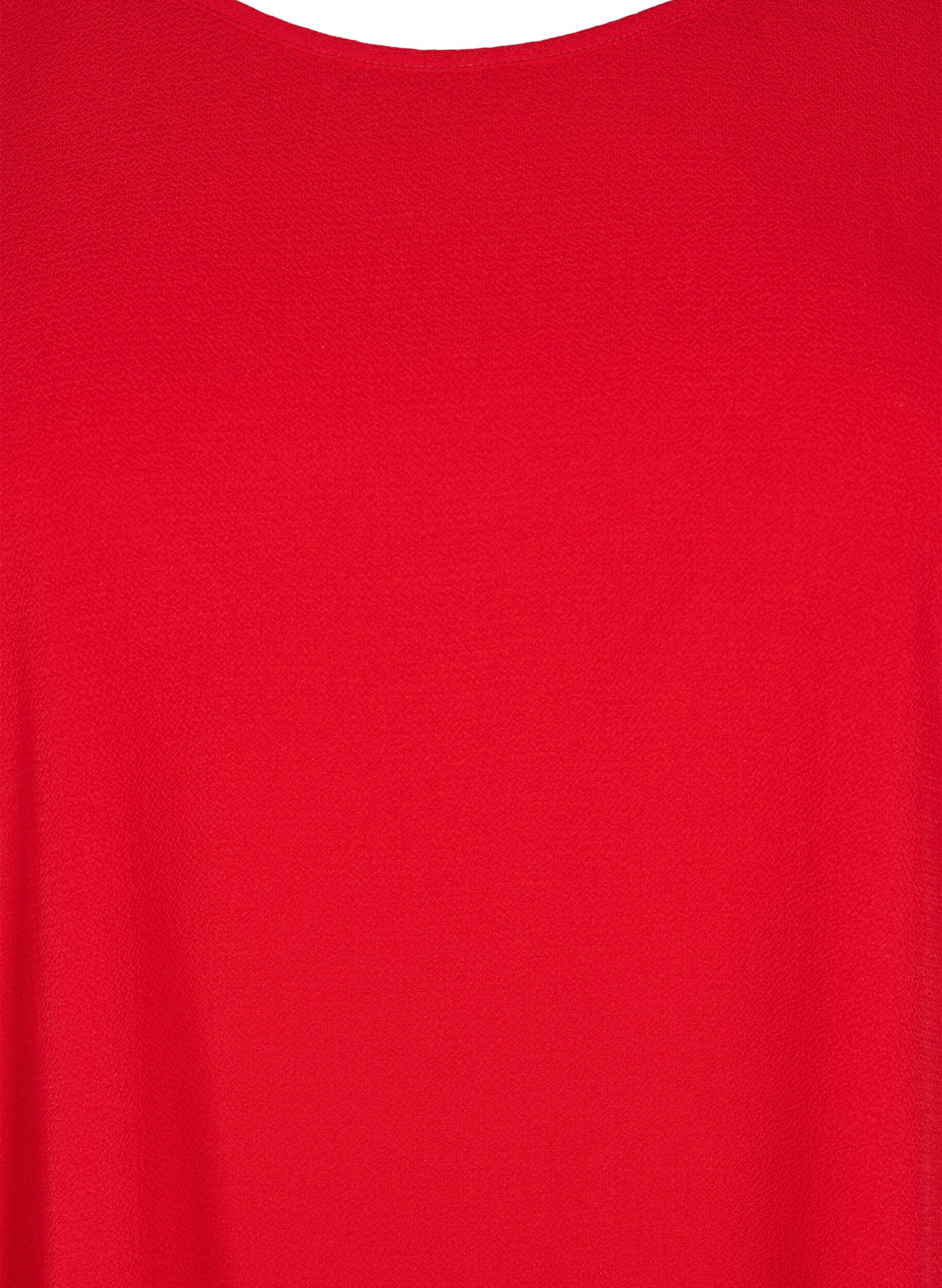 Zizzifashion Blouse with short sleeves and a round neckline, Red, Packshot image number 2