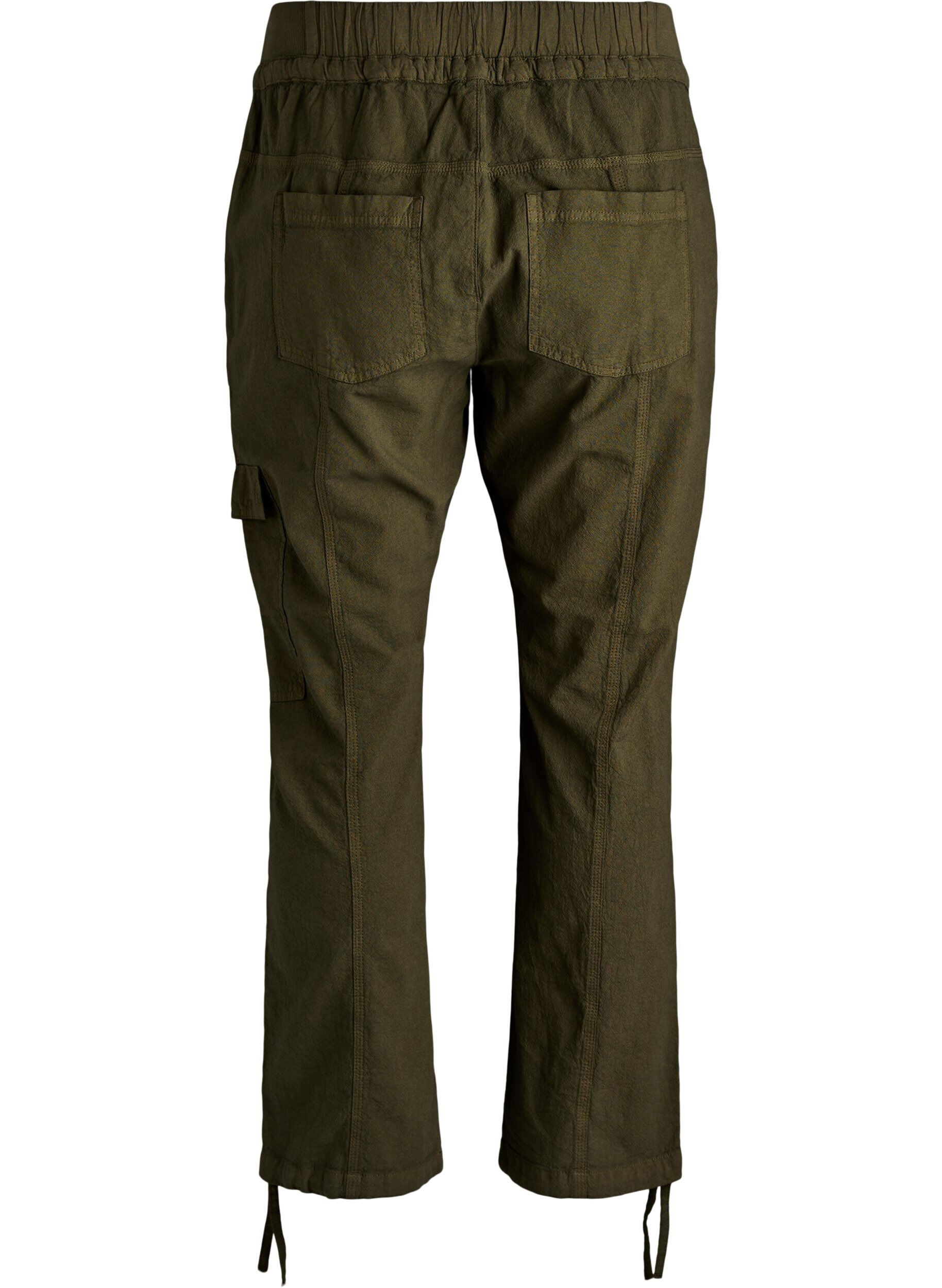 Zizzifashion Loose cargo trousers in cotton, Green, Packshot image number 1