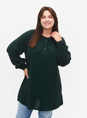 Long-sleeved tunic with smocking details, Scarab, Model image number 0