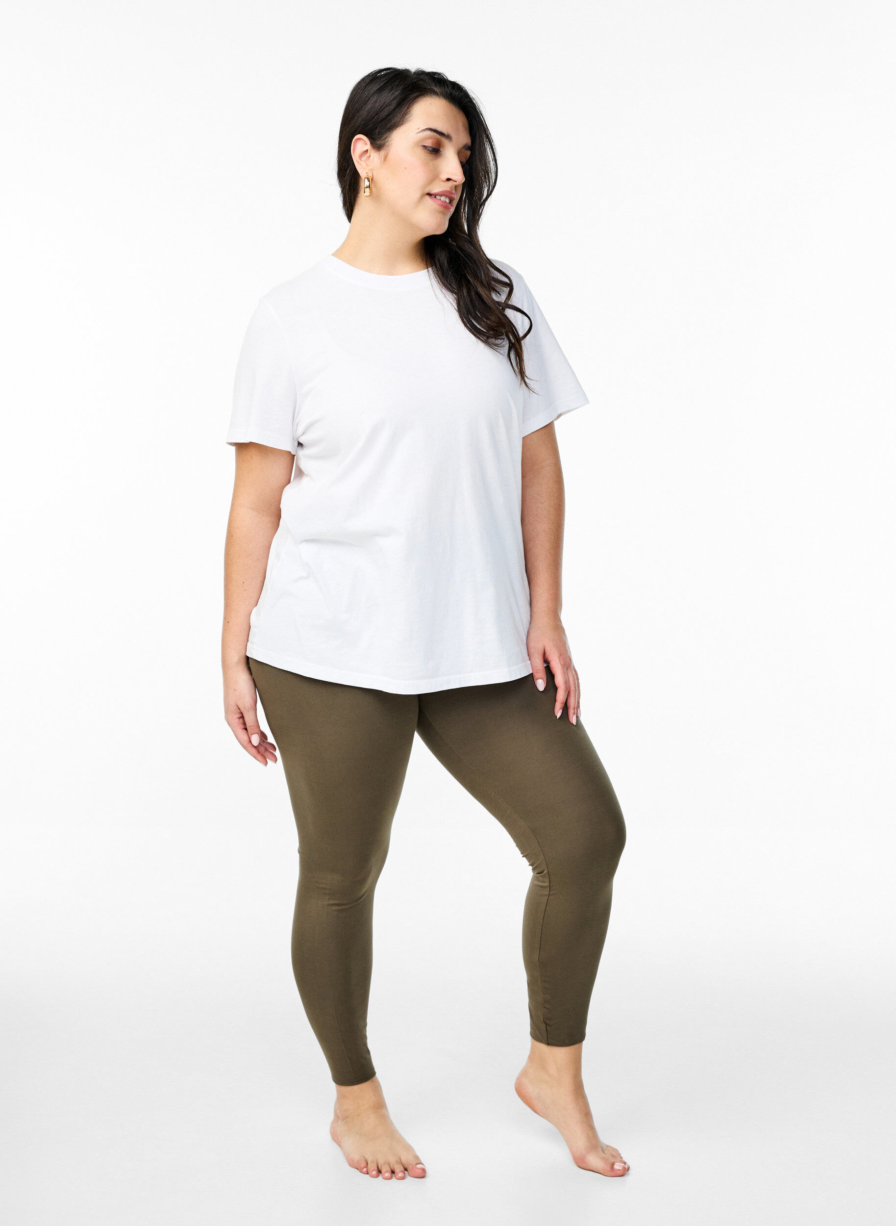 ZizzifashionBasic leggings in viscose, Green, Model image number 1