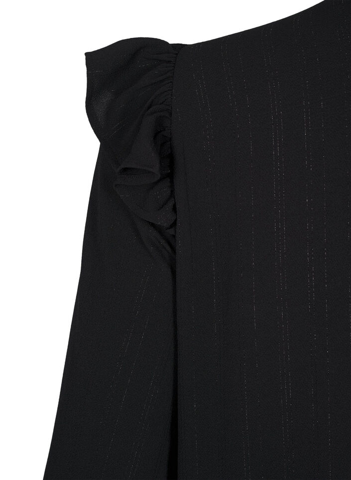 Short dress with ruffles and glitter, Black, Packshot image number 3
