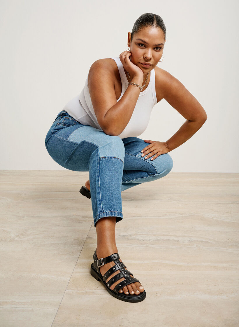 Wide fit - Sandal with studs, Black, Image image number 0