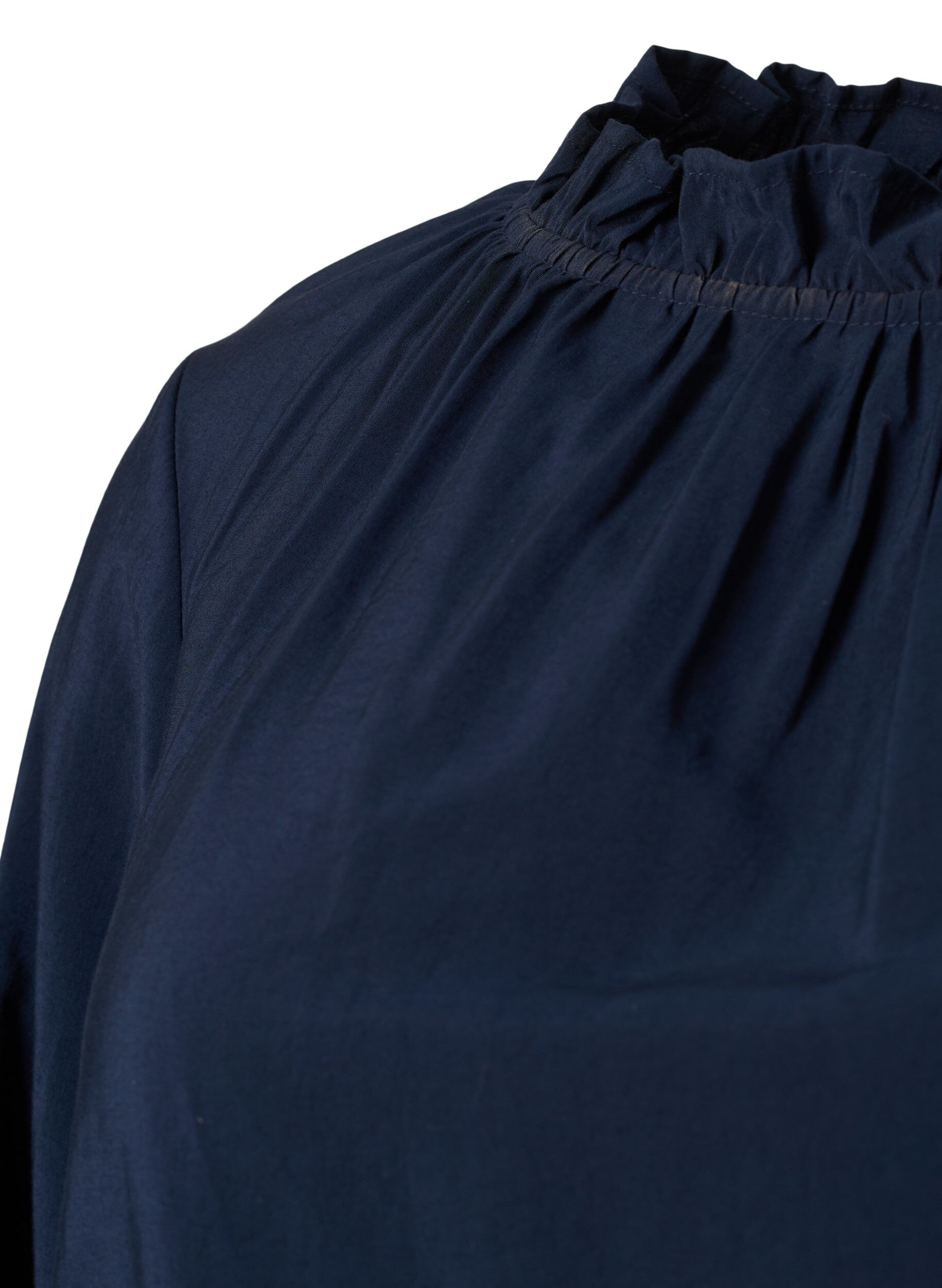 Zizzifashion Long-sleeved viscose blouse with ruffles, Total Eclipse, Packshot image number 3