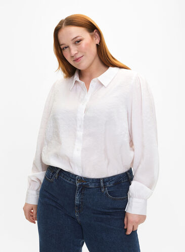 Long-sleeved shirt in TENCEL™ Modal, Bright White, Model image number 0
