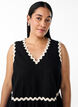 Sleeveless top with wavy contrast edges, Black, Model image number 3