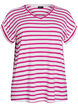 Striped T-shirt with V-neck, Rose, Packshot image number 0