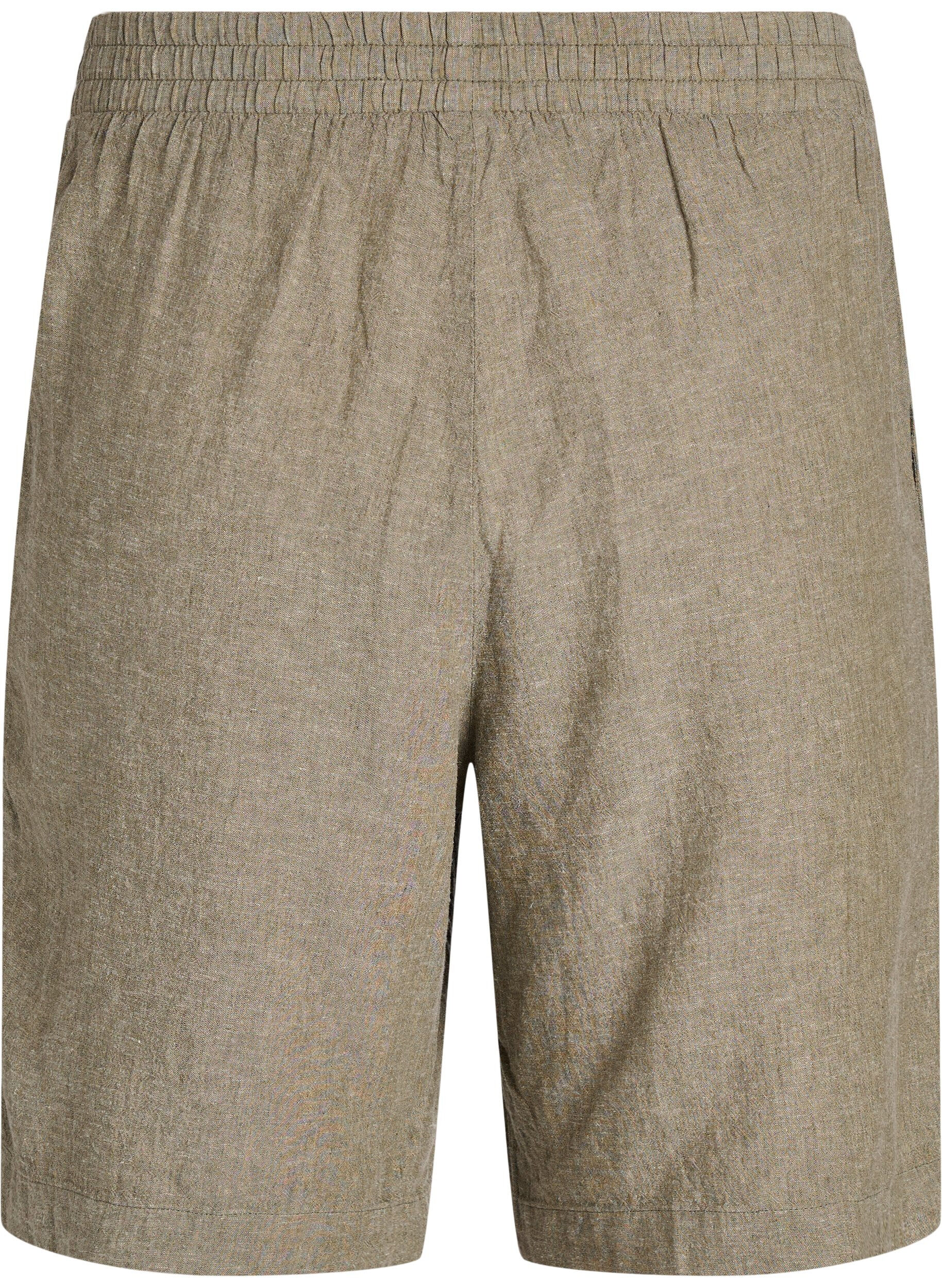 Zizzifashion High-waisted linen and viscose shorts, Green, Packshot image number 1