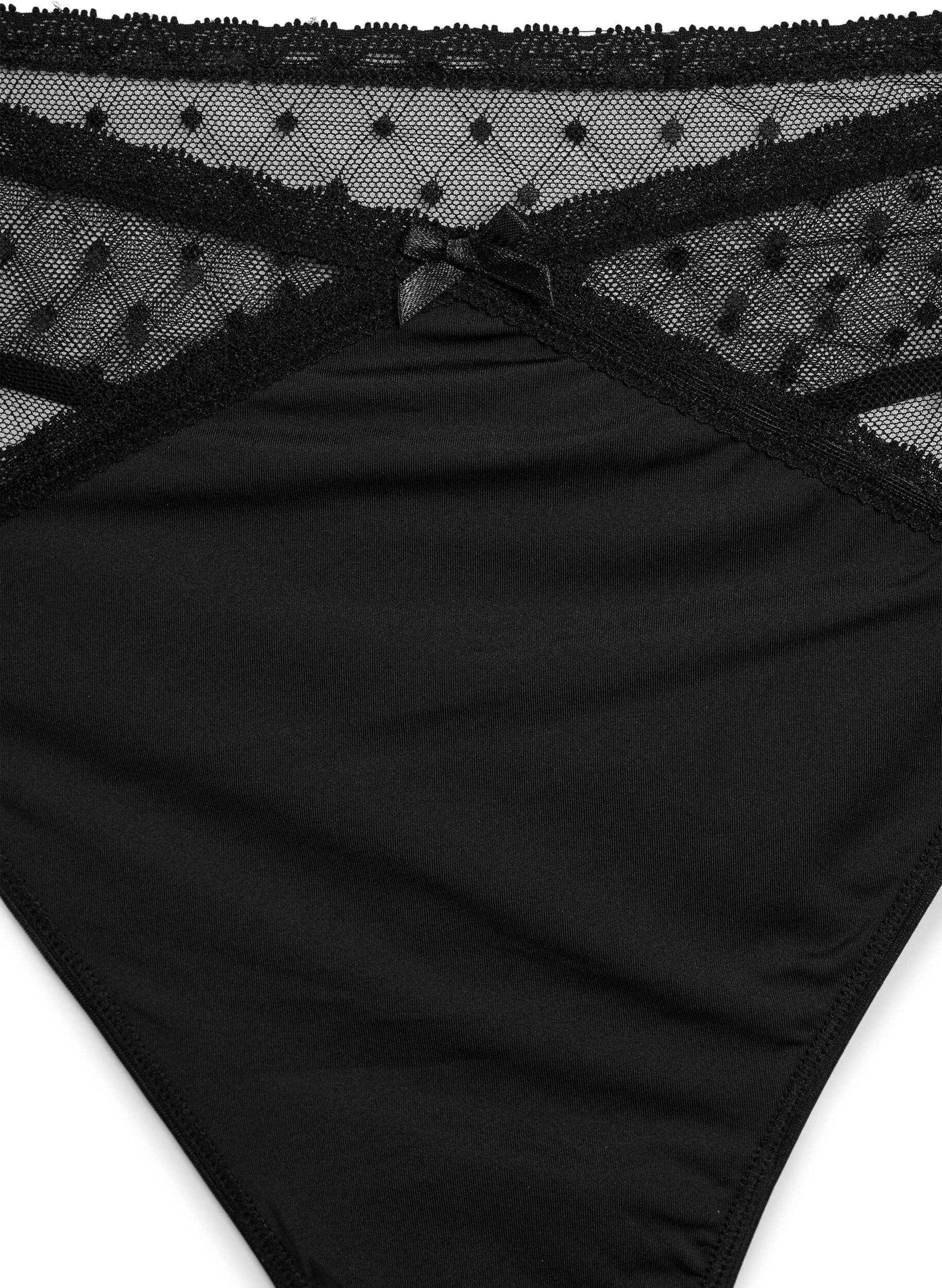 Zizzifashion 2-pack thong with mesh, Black, Packshot image number 2