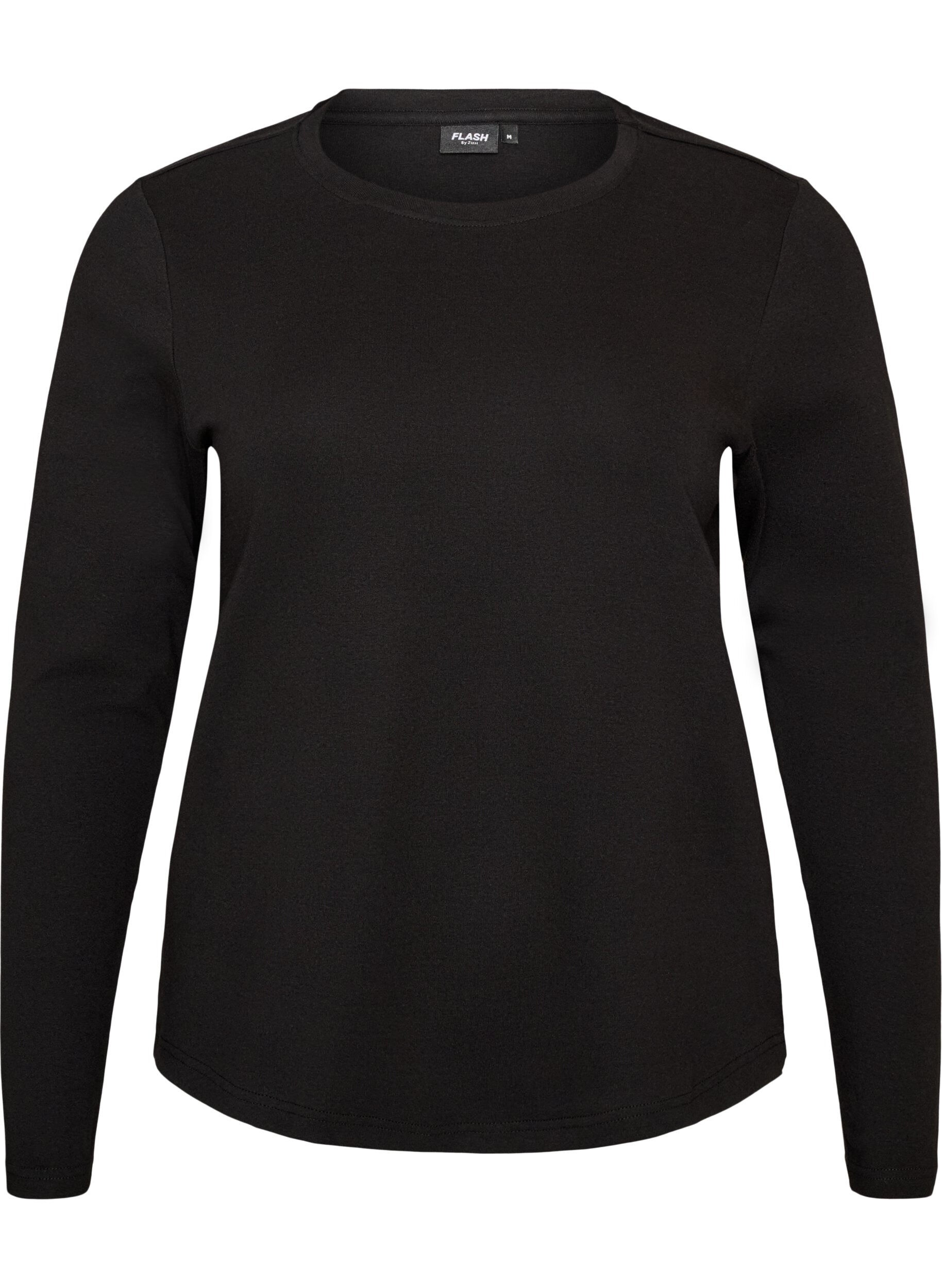 Long-sleeved basic T-shirt with a round neck