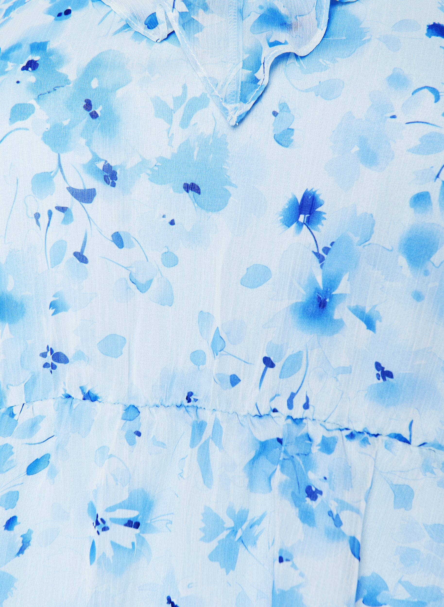 Zizzifashion Floral blouse with a frill collar and peplum effect, Blue, Packshot image number 2