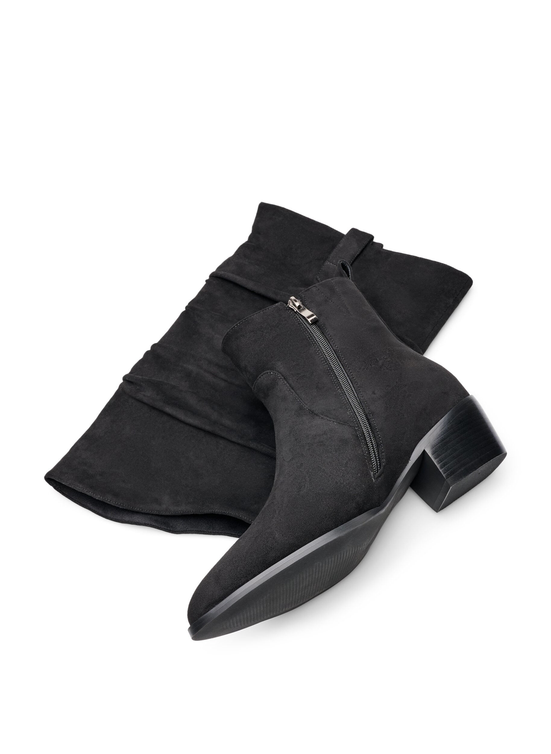 ZizzifashionLong suede-look boot with a detachable shaft, Black, Packshot image number 2