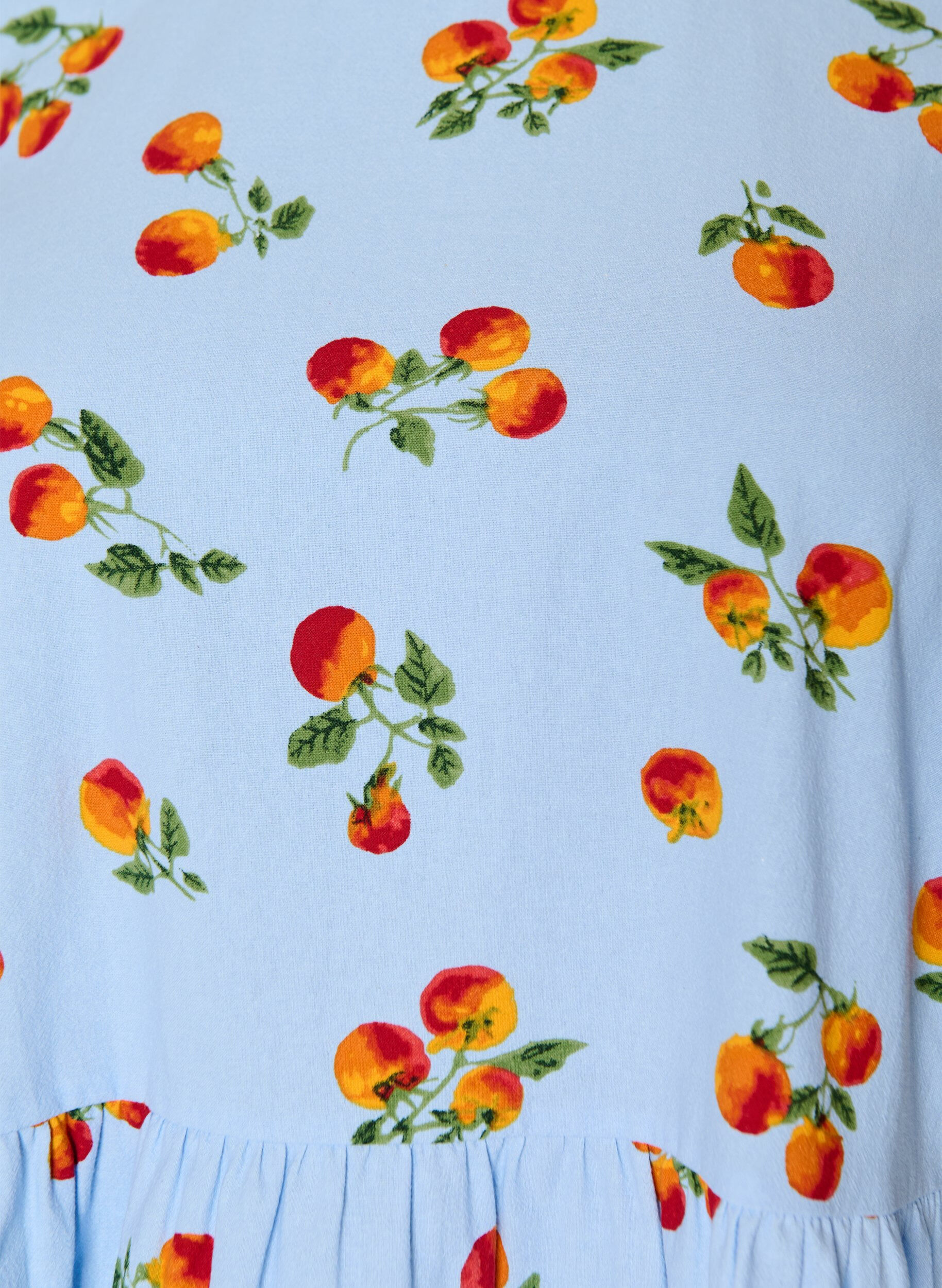 Zizzifashion Cotton blouse with tomato print and peplum, Light Blue, Packshot image number 2