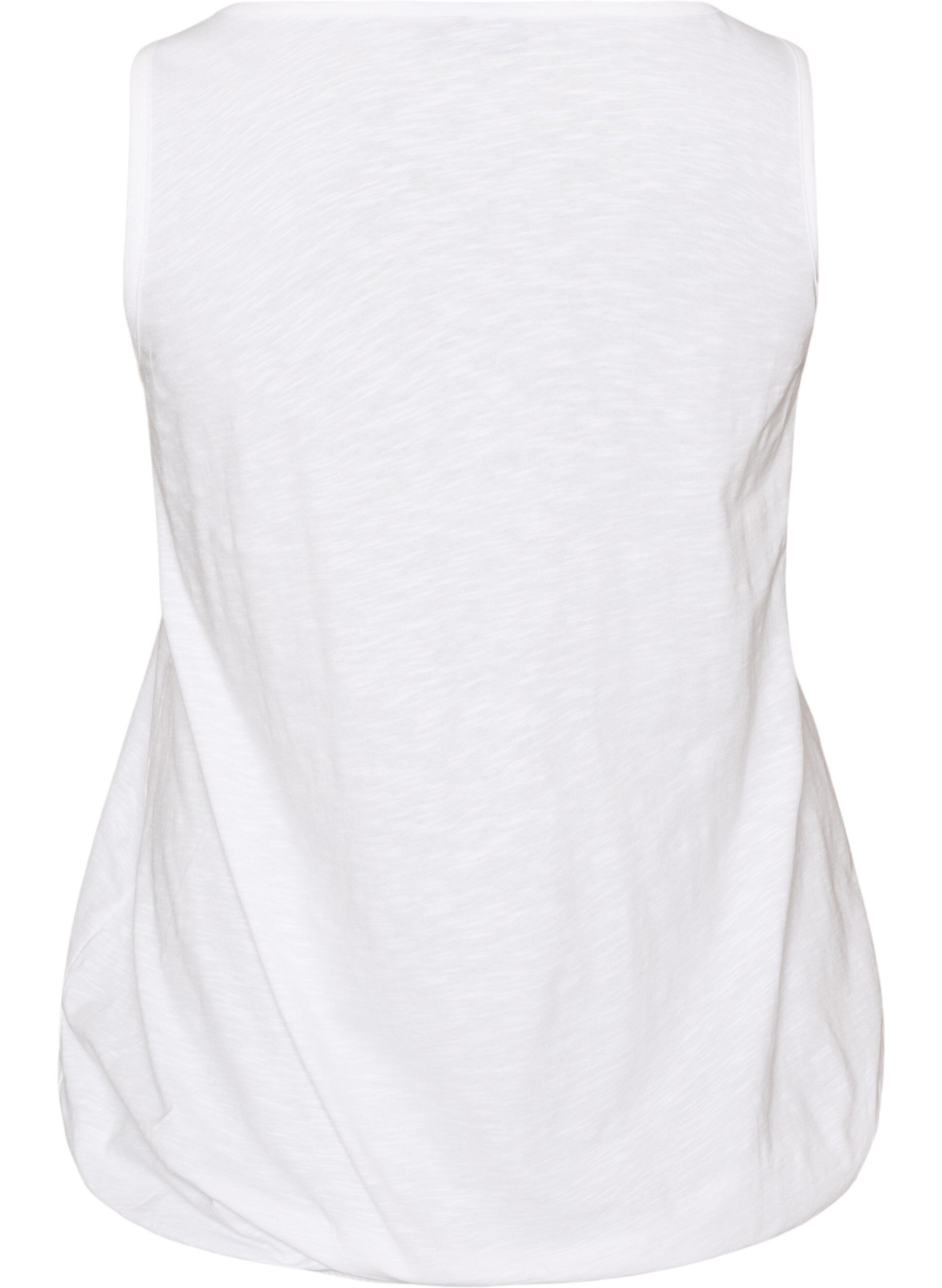 Zizzifashion Tank top in organic cotton with V-neck and buttons, White, Packshot image number 1
