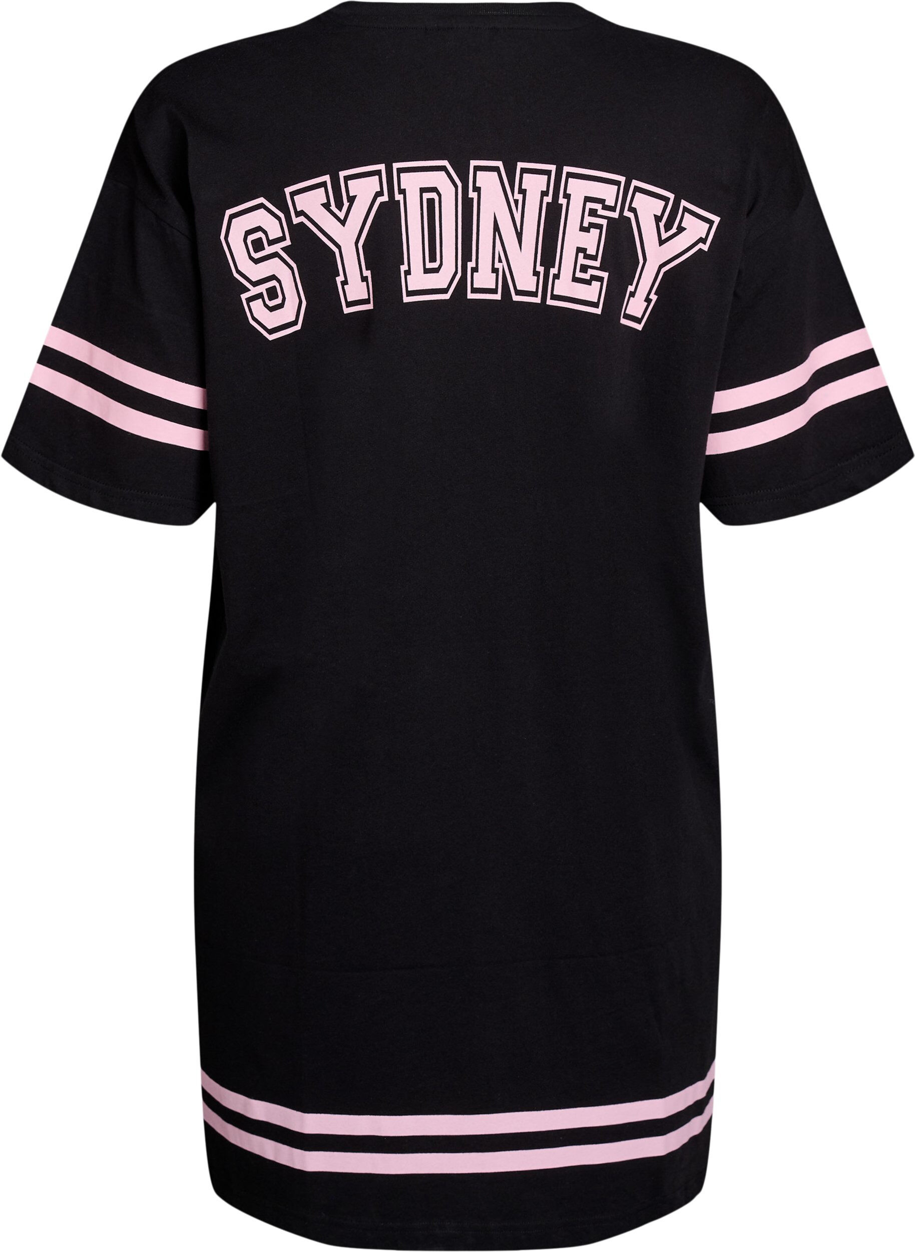 Zizzifashion Short T-shirt dress with sporty details, Black, Packshot image number 1