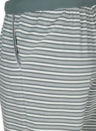 Loose Cotton Shorts with Stripes, Balsam Green w.Egret, Packshot image number 3