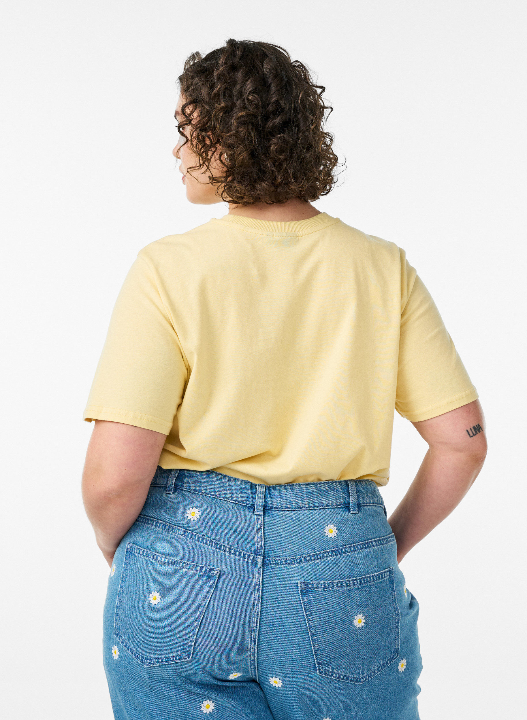 Zizzifashion Cotton T-shirt with print, Yellow, Model image number 2