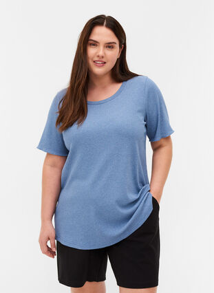Short-sleeved t-shirt in ribbed fabric, Infinity , Model image number 0