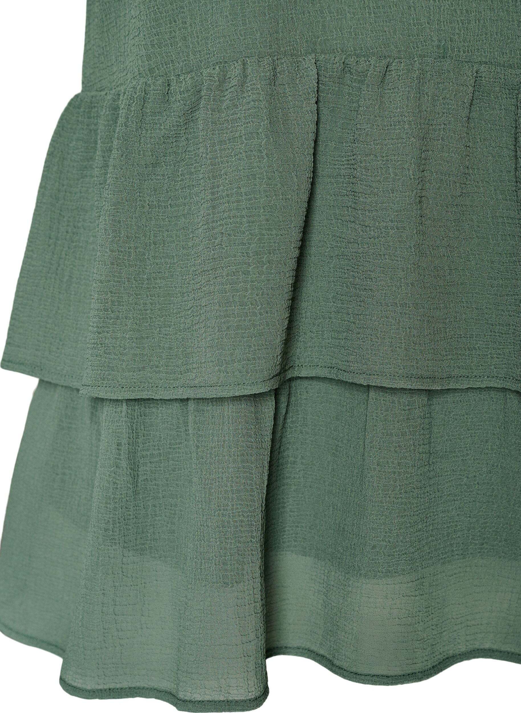 Zizzifashion Blouse with V-neck and ruffles, Green, Packshot image number 3
