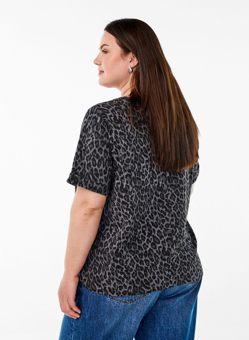 T-shirt with round neck and all-over print, Grey, Model image number 2