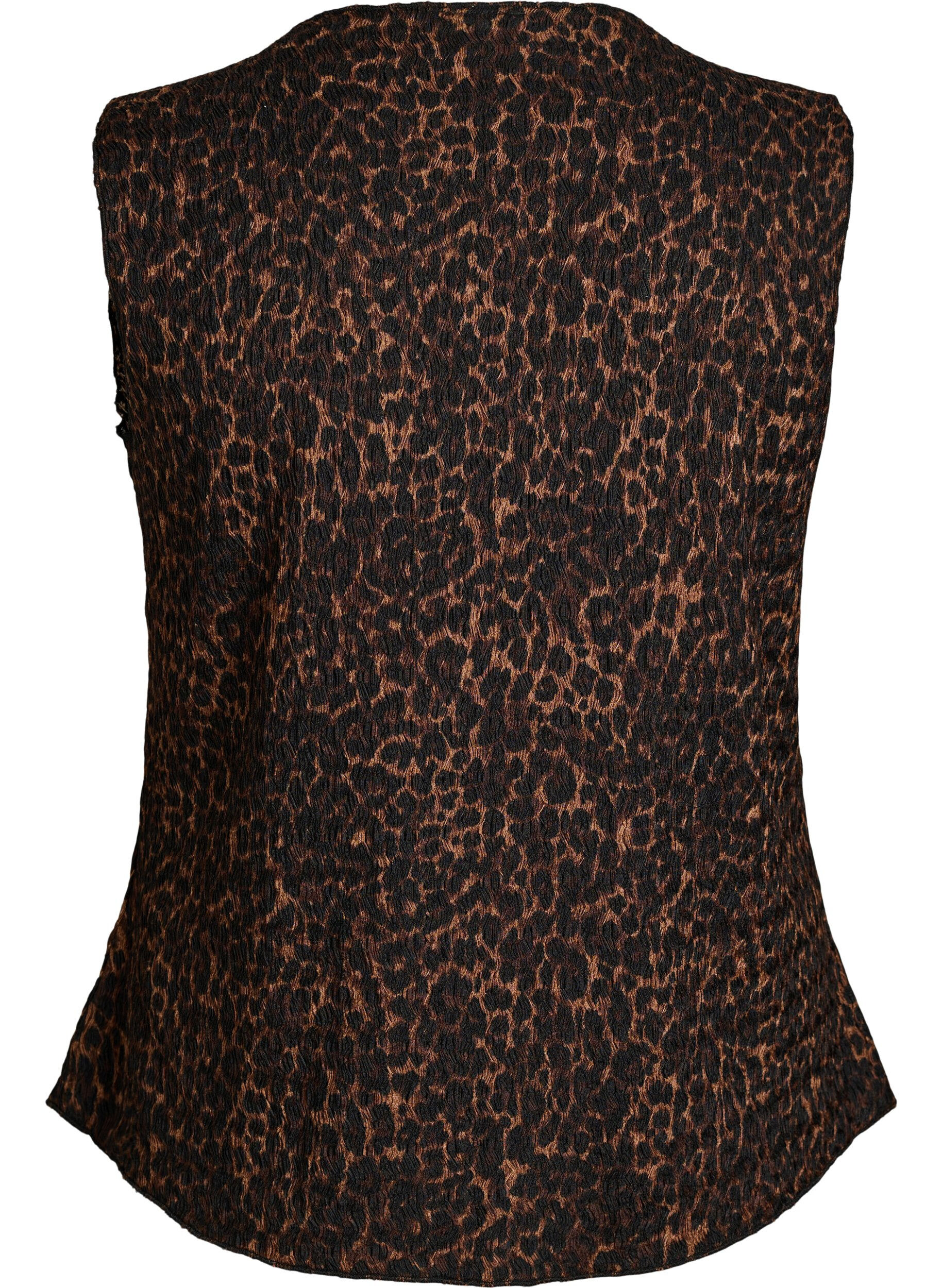 Zizzifashion Sleeveless top with a wavy texture and button fastening, Brown, Packshot image number 1
