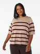 Striped knit top with short sleeves, Beige, Model image number 0