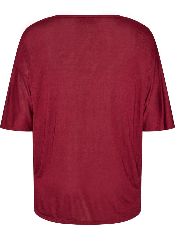 Loose T-shirt in viscose jersey, Red, Packshot image number 1