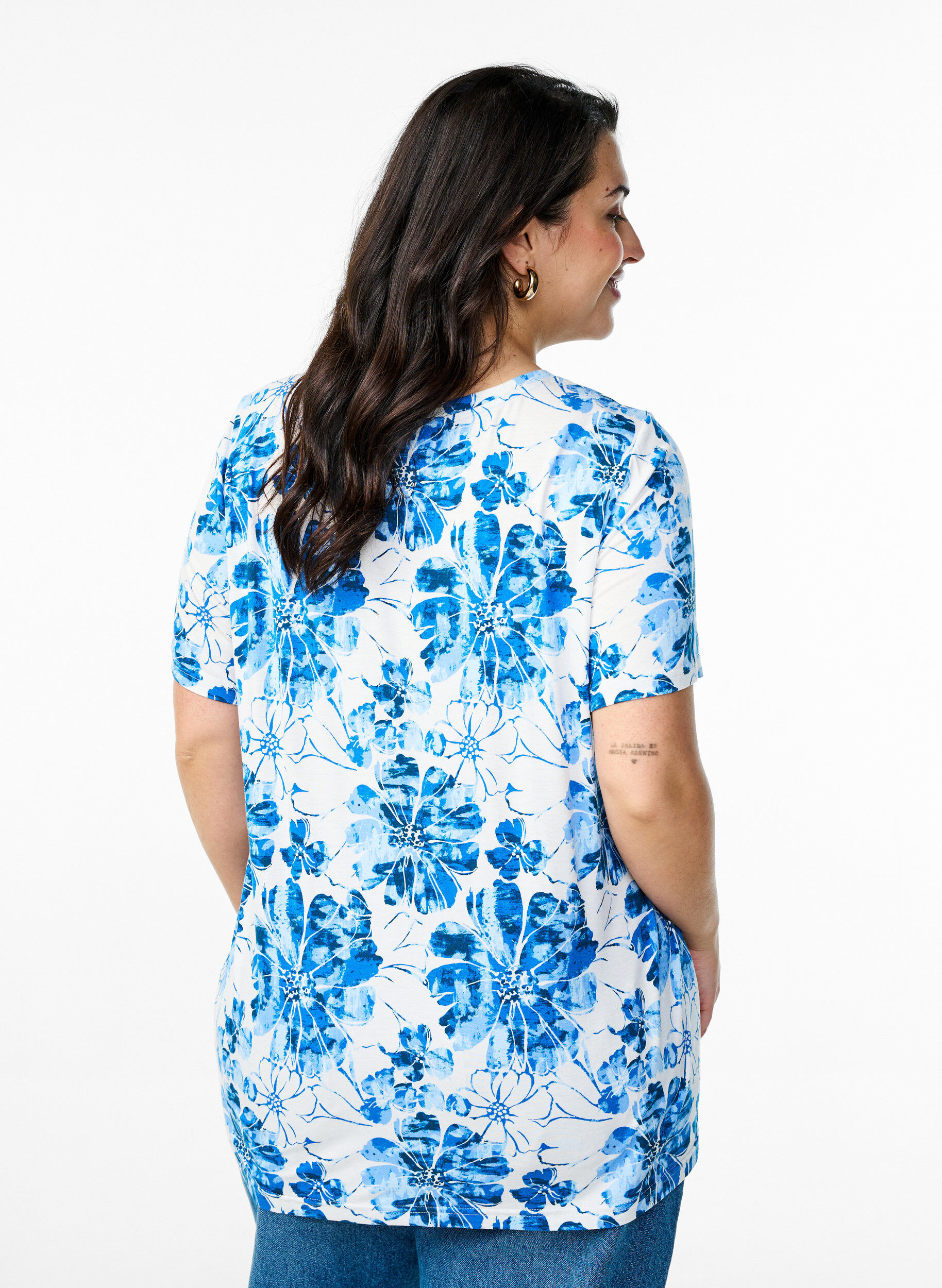 Zizzifashion T-shirt with floral print, Blue, Model image number 2