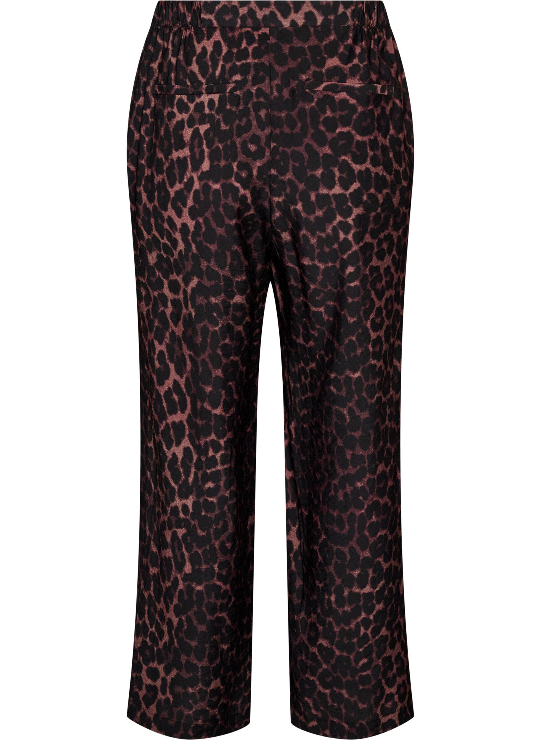 Zizzifashion Viscose trousers with an elasticated waist and straight legs, Brown, Packshot image number 1