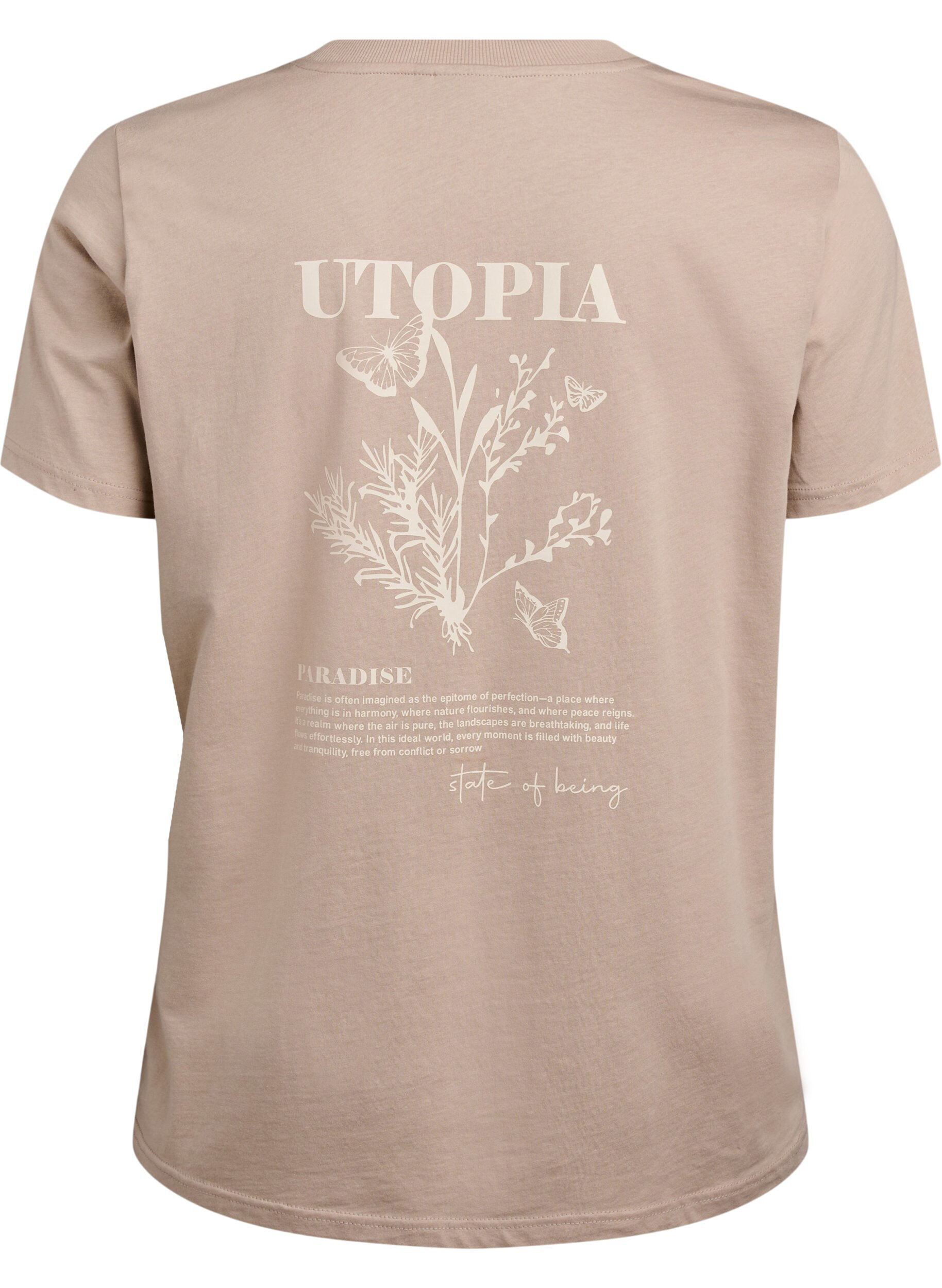 ZizzifashionT-shirt with text print and round neck, Brown, Packshot image number 1