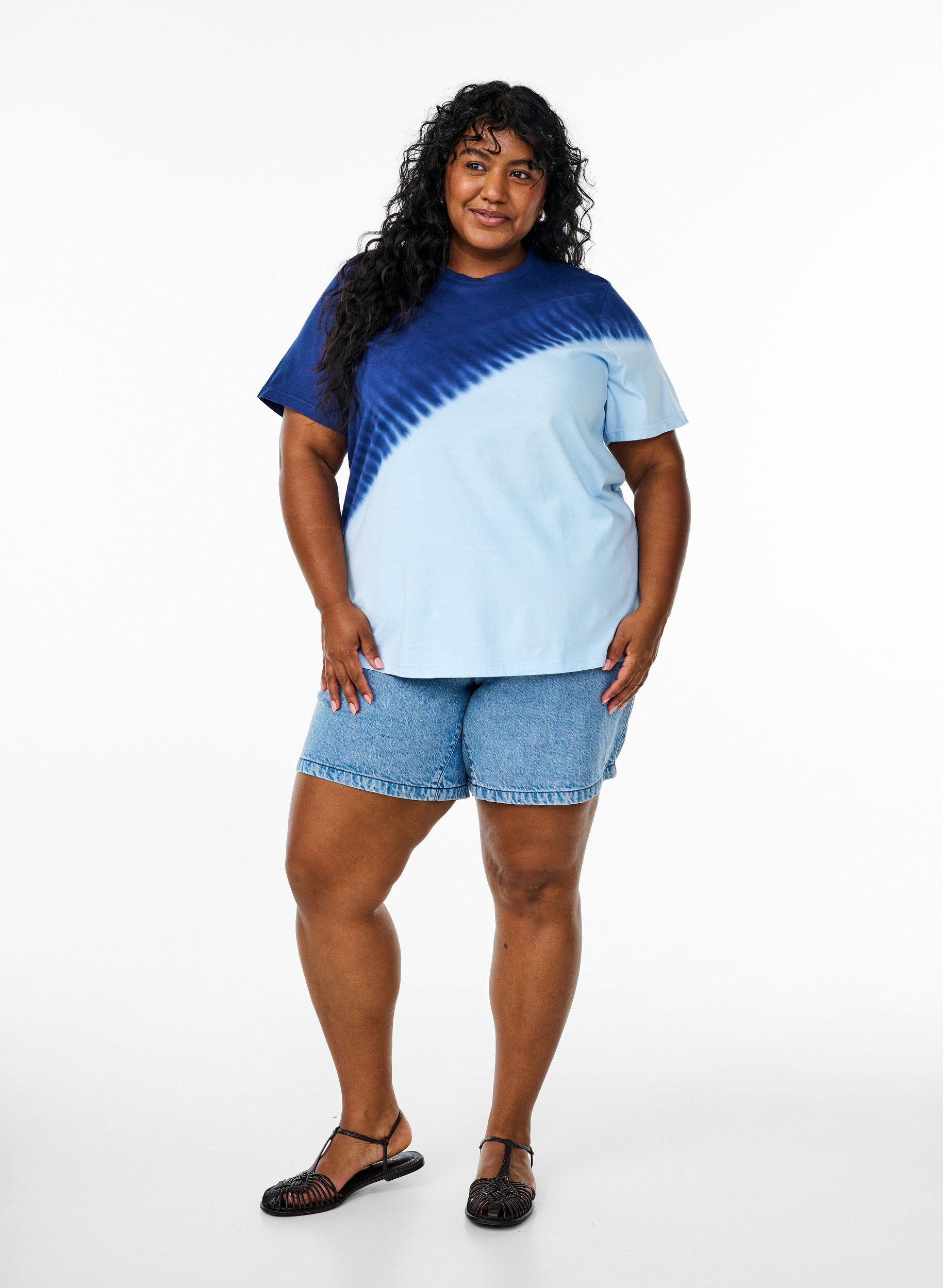 Zizzifashion Dip-dye T-shirt in organic cotton, Blue, Model image number 1