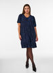 Dress with floral texture and ruffle trim, Blue, Model image number 1