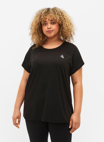 Training t-shirt with round neck, Black, Model image number 0