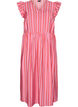 Striped midi dress with an empire cut and ruffles, Pink, Packshot image number 0