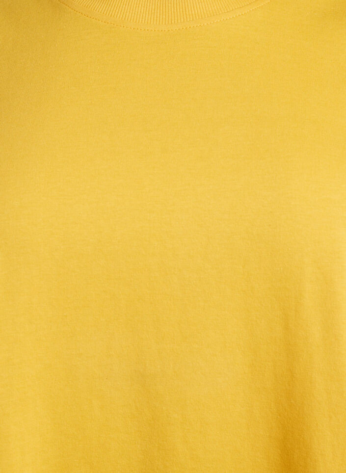 Basic cotton t-shirt with a round neck, Yellow, Packshot image number 2