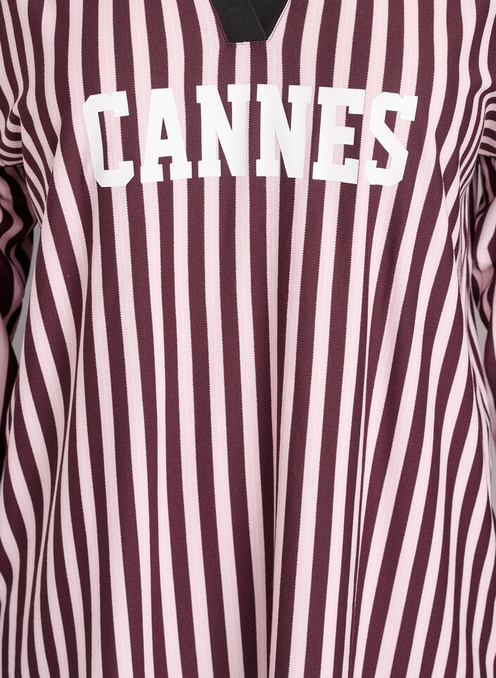 Polo shirt with stripes and text print, Dark Bordeaux, Packshot image number 2