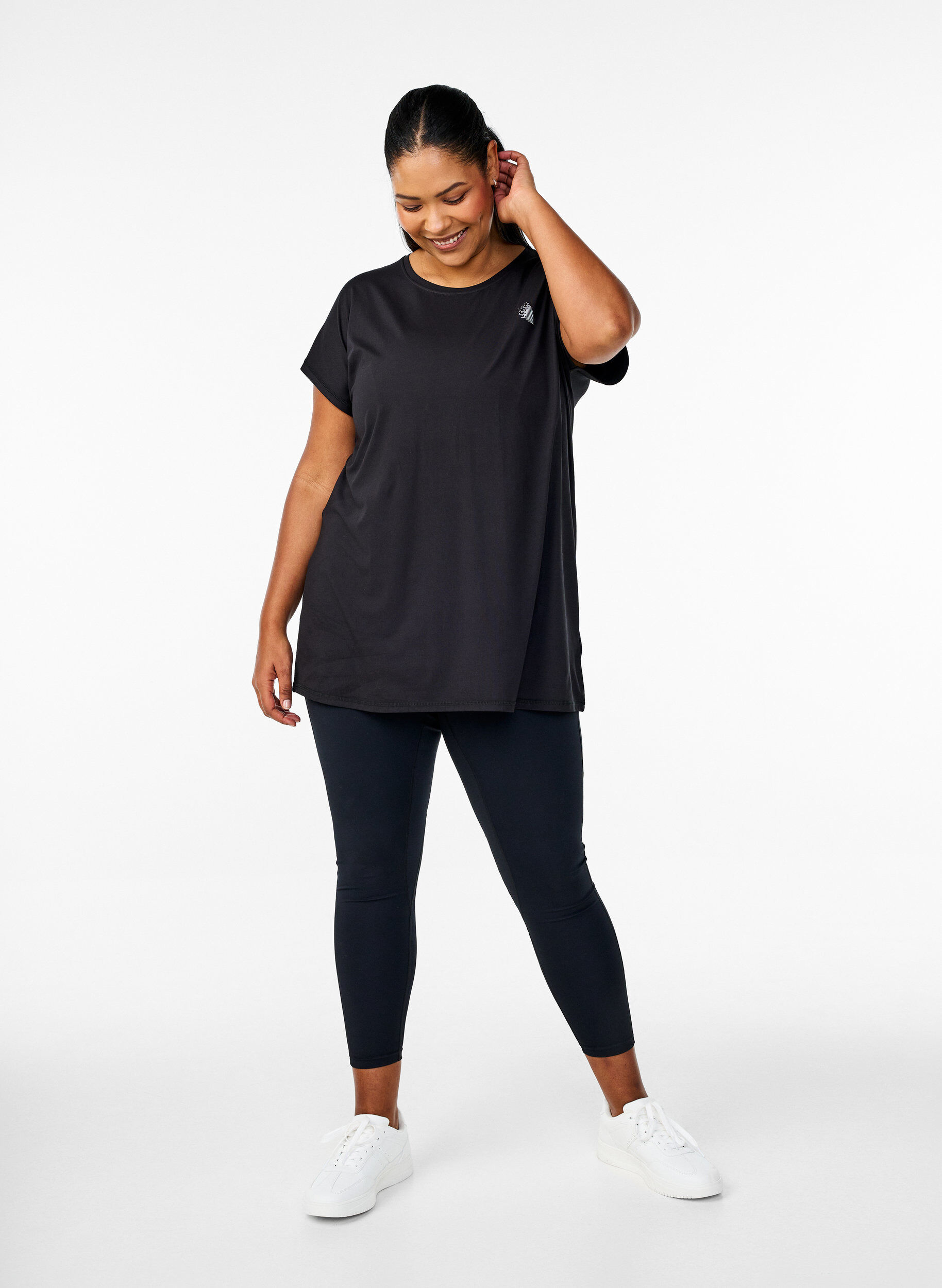 ZizzifashionLong workout T-shirt, Black, Model image number 1
