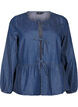 Peplum blouse in denim with a tie fastening, Blue, Packshot image number 0