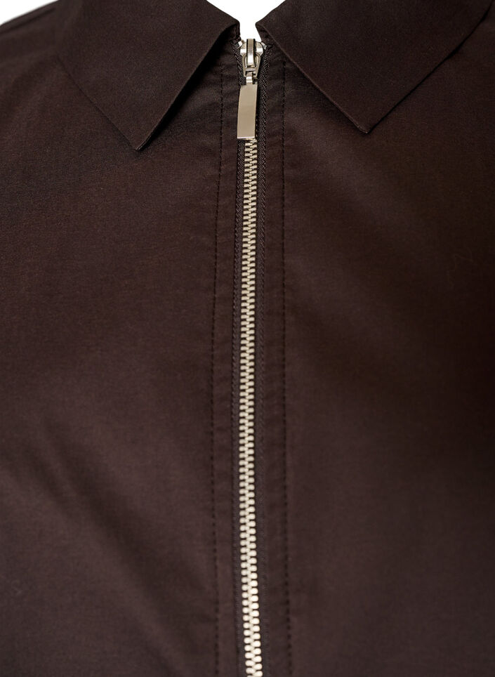 Short shirt with a two-way zip, Brown, Packshot image number 2