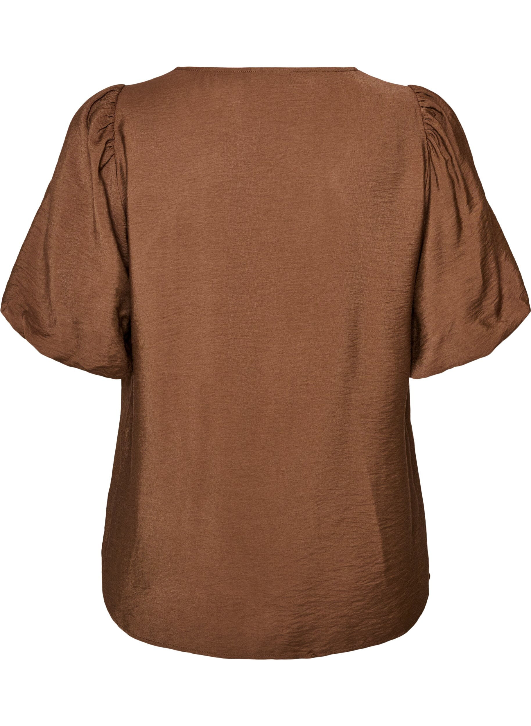 ZizzifashionBlouse with balloon sleeves and V-neck, Brown, Packshot image number 1
