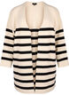 Long striped knitted cardigan, Birch w/Black, Packshot image number 0