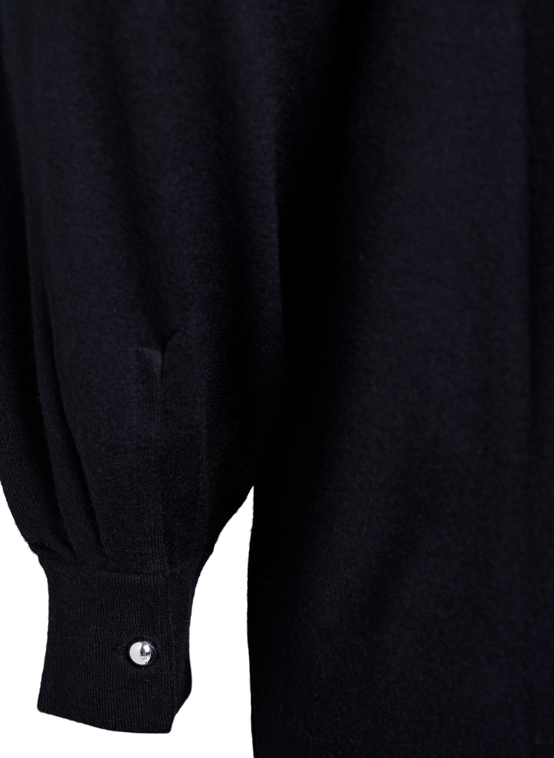 Zizzifashion Short knitted dress with raglan sleeves, Black, Packshot image number 3