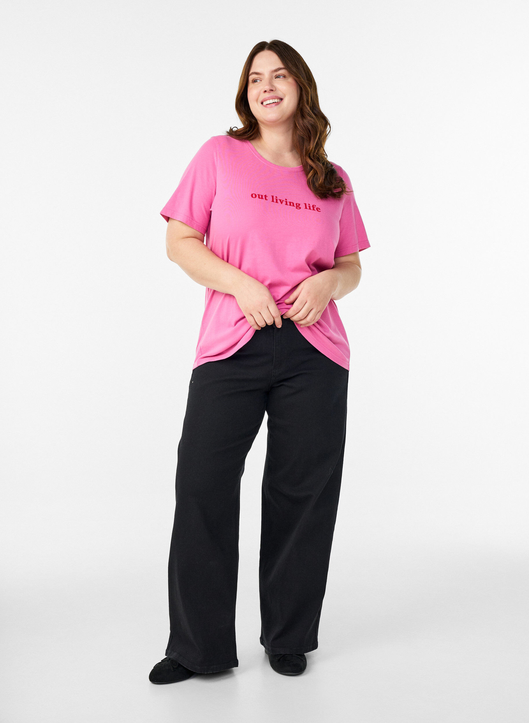 Zizzifashion T-shirt with motif, Pink, Model image number 1