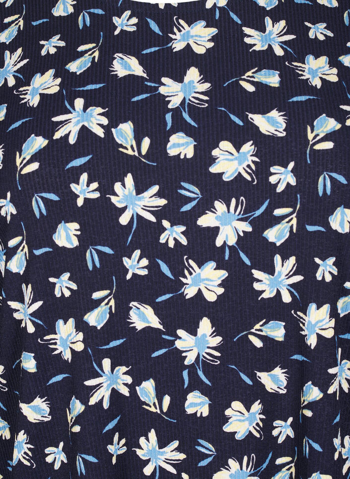 Blouse with long sleeves and floral print, Blue, Packshot image number 2