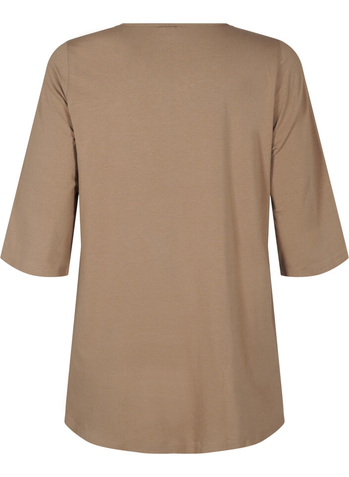A-shape tunic with 3/4 sleeves, Shitake, Packshot image number 1