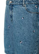 High-waisted denim shorts with embroidered motifs, Blue, Packshot image number 2