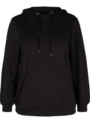 Sweatshirt with pockets and hood, Black, Packshot image number 0