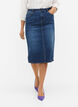 Denim midi skirt with slits, Blue, Model image number 3