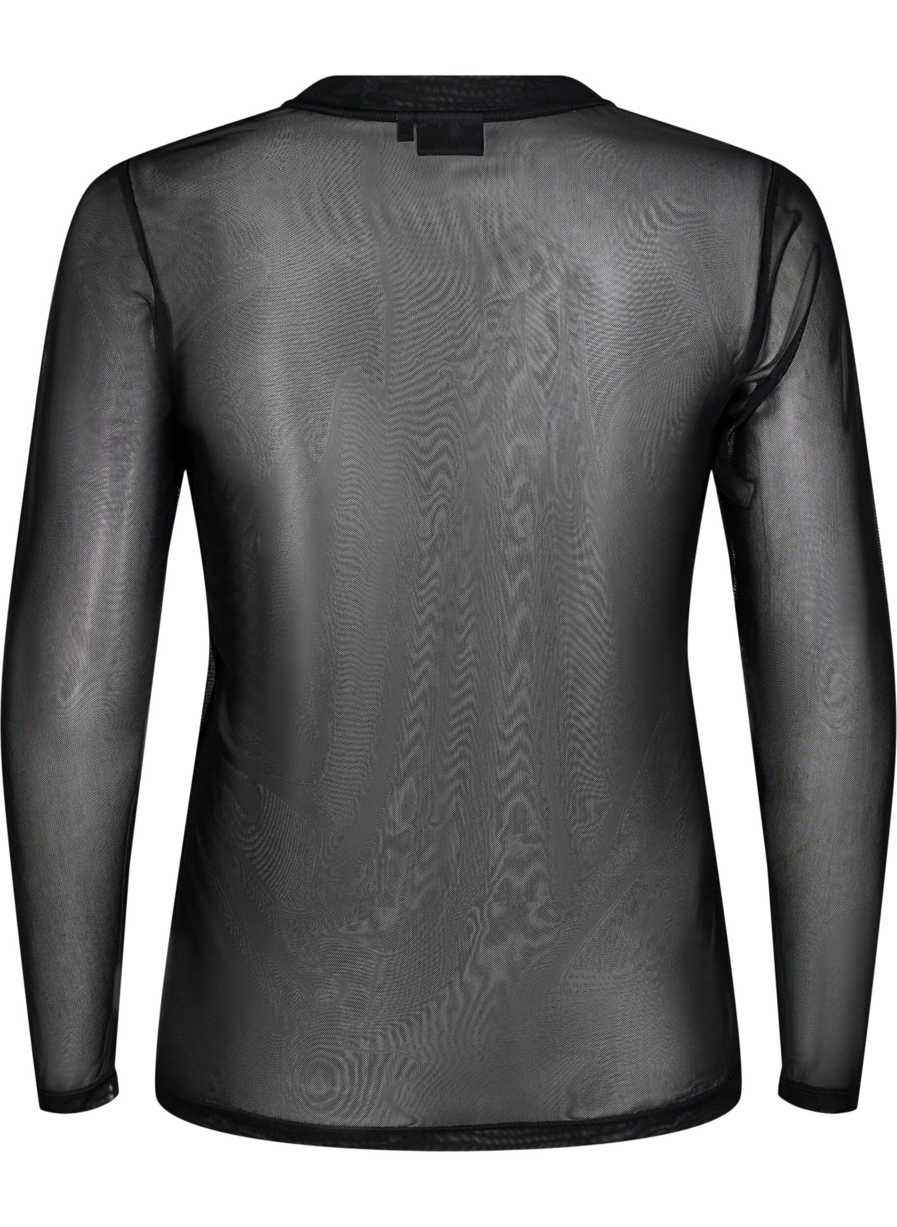 Zizzifashion Solid coloured mesh blouse, Black, Packshot image number 1