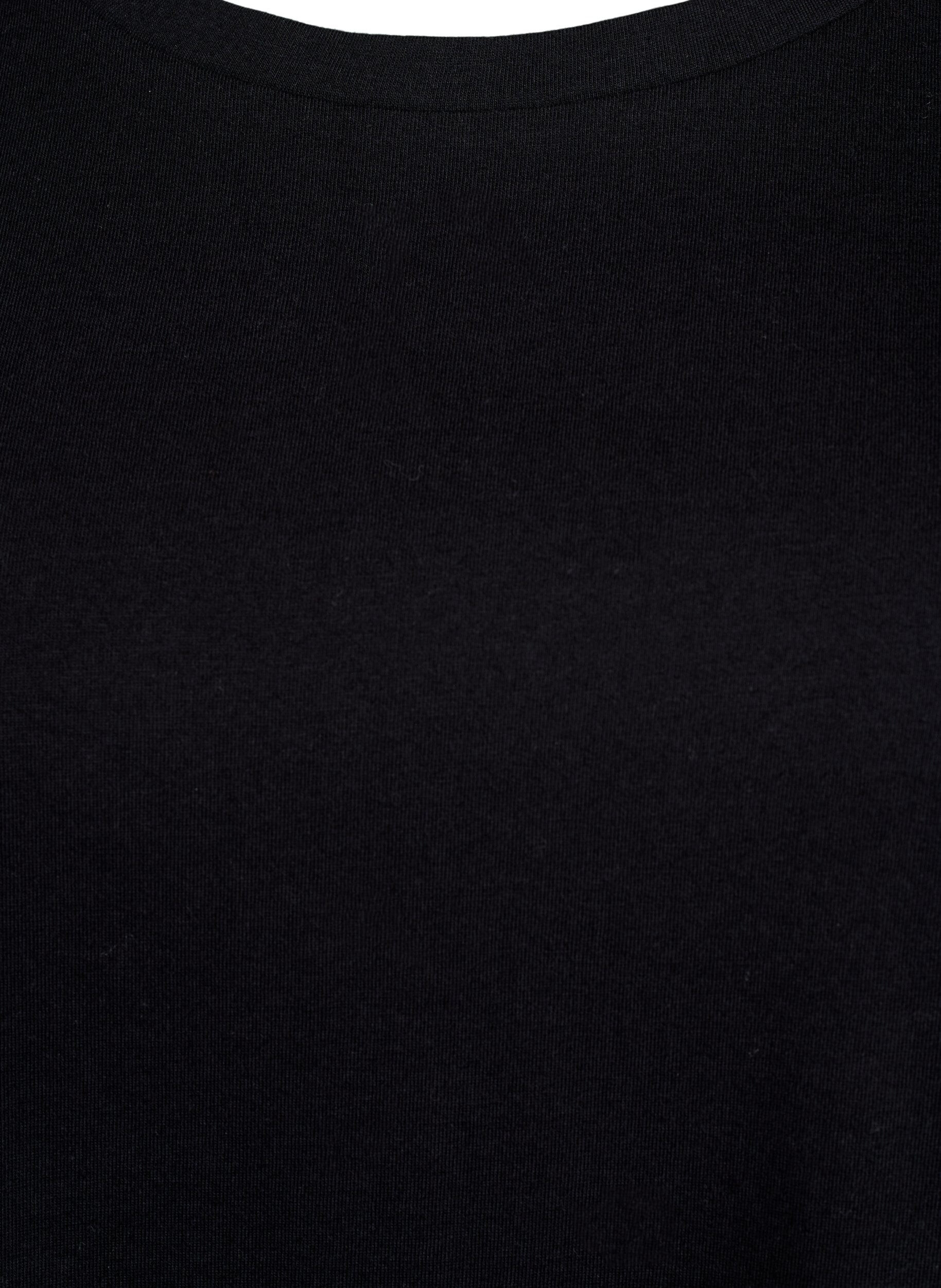 Zizzifashion T-shirt with Broderie Anglaise sleeves, Black, Packshot image number 2