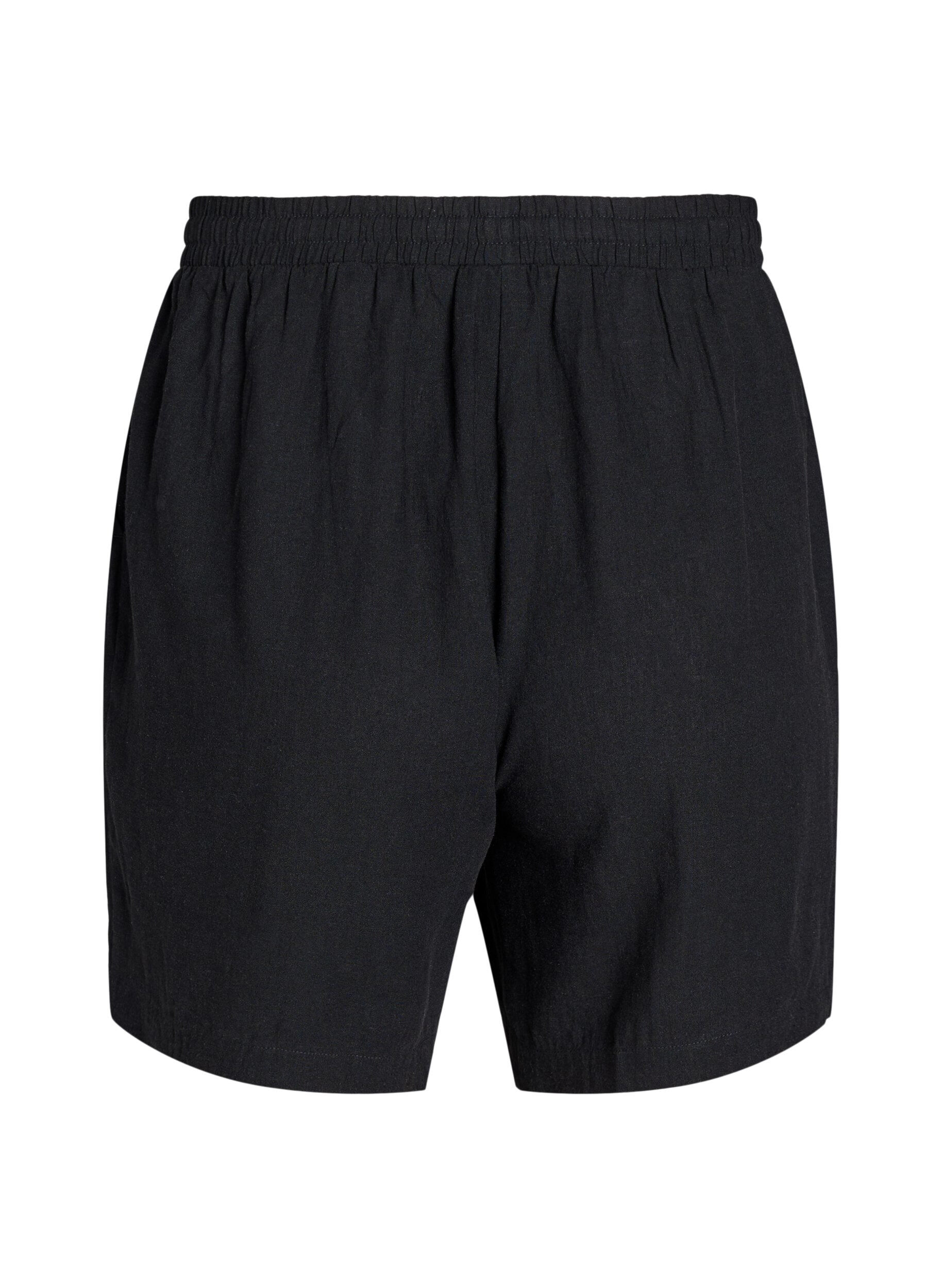 Zizzifashion Loose shorts in linen and viscose, Black, Packshot image number 1
